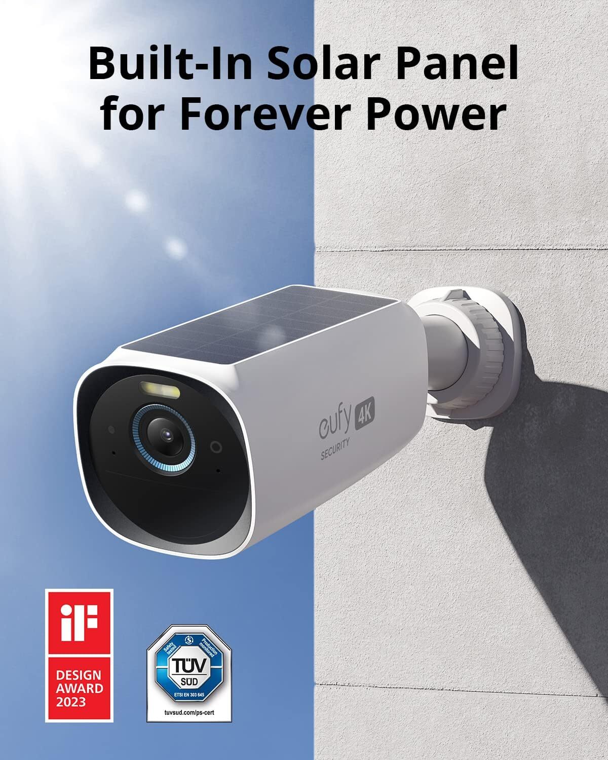 eufy eufyCam3 Wireless Solar Security Camera System 4K Outdoor Cam Local Storage