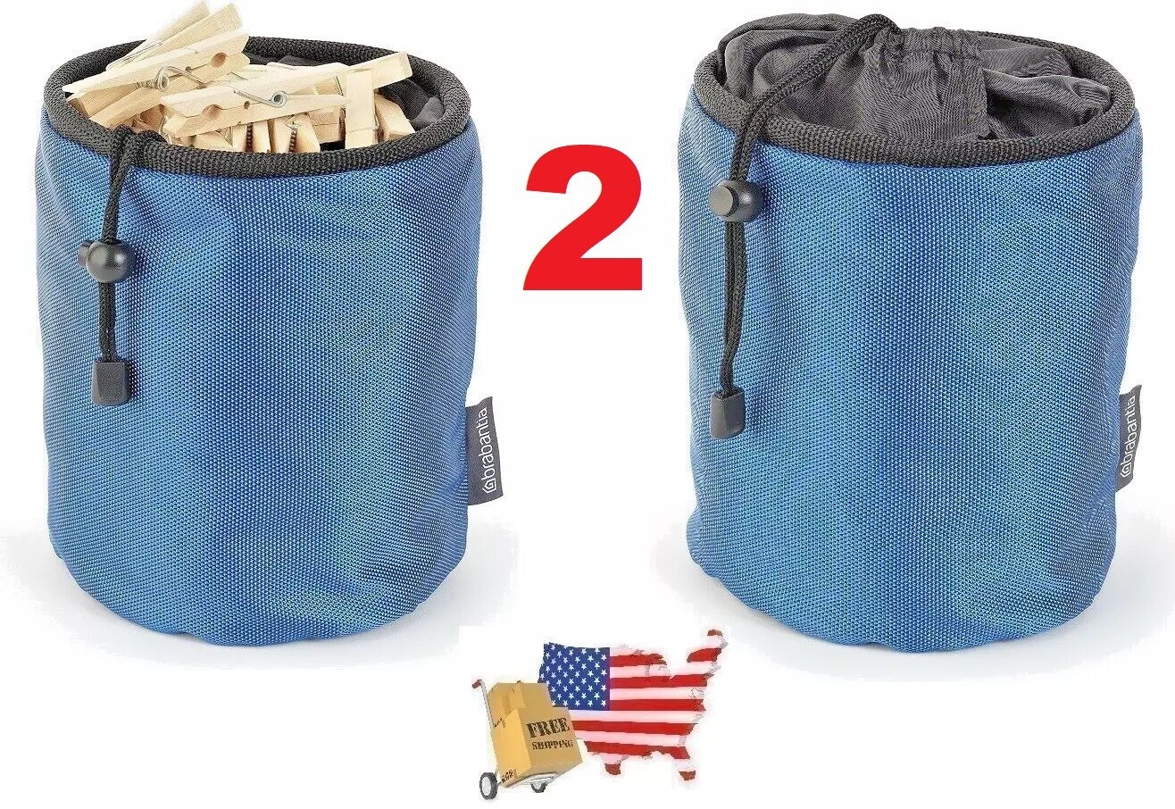 2 (TWO) Clothes Pin / Peg Bag Authentic Brabantia Premium Drawstring Closure NEW