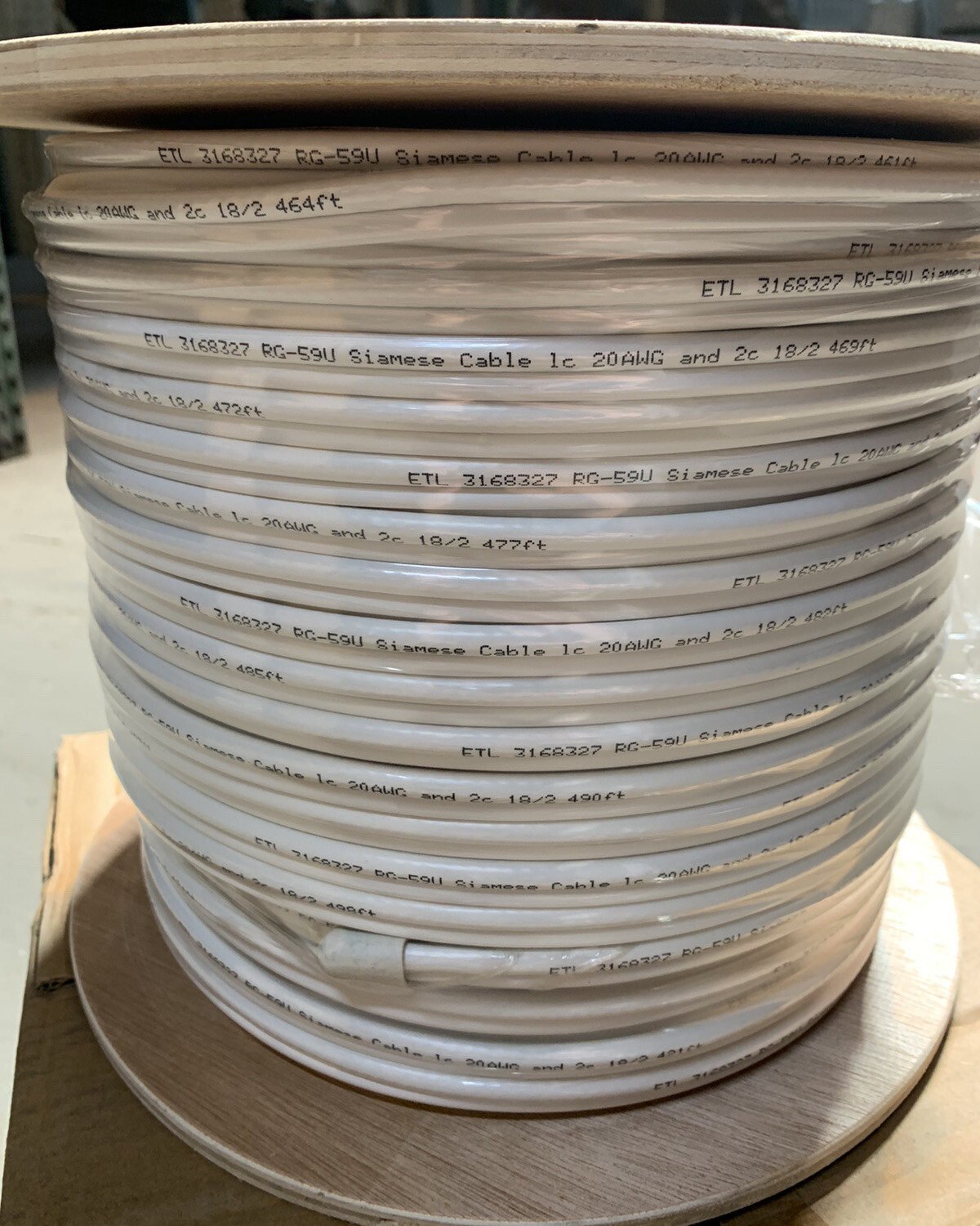 1000 ft RG59 Siamese Coaxial Cable 20AWG+18/2AWG CCTV Security Camera Wire White