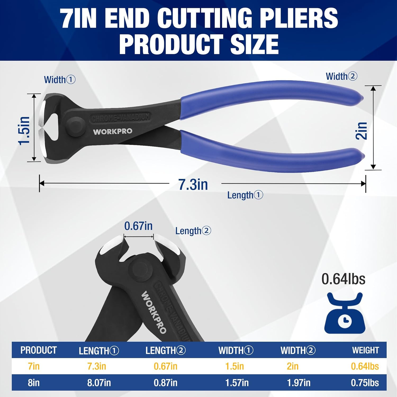 WORKPRO 7 Inch Nail Puller, End Cutting Pliers - Black Finish Chrome Vanadium St