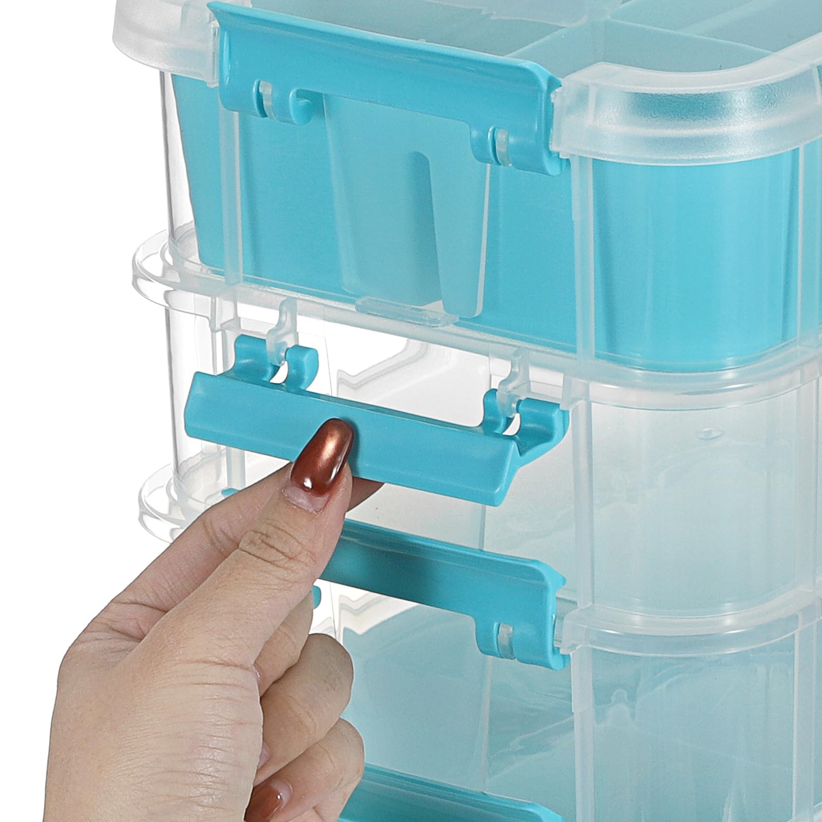 4-Tiers Stack Carry Storage With 2 Divided Tray, Transparent Stackable Storag...