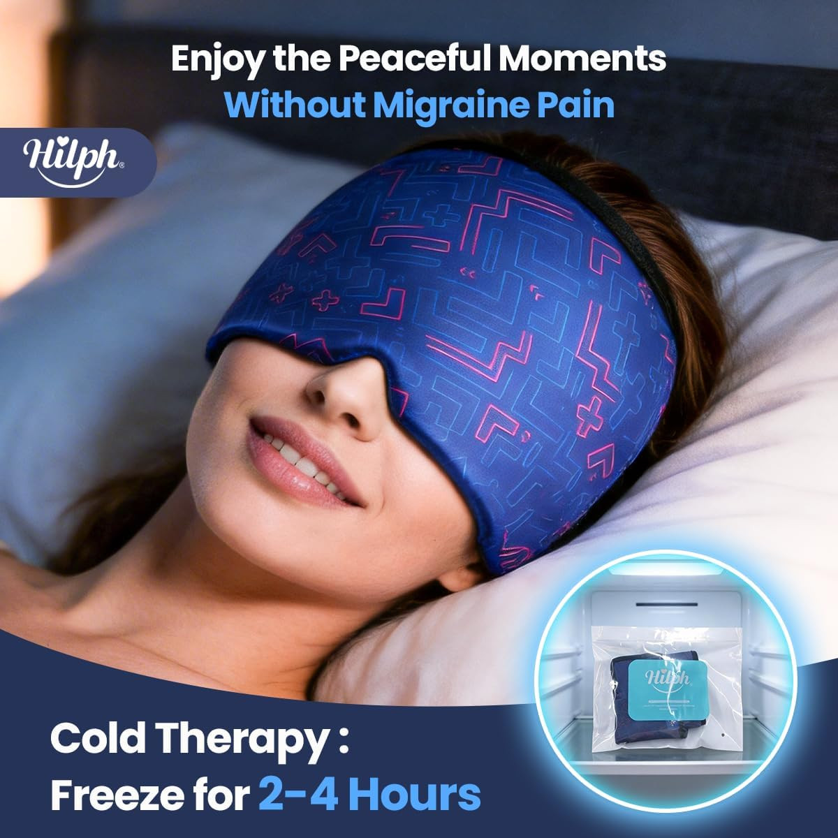 Migraine Relief Cap - Adjustable Ice Pack Headache Hat with Thickened Gel Cold C