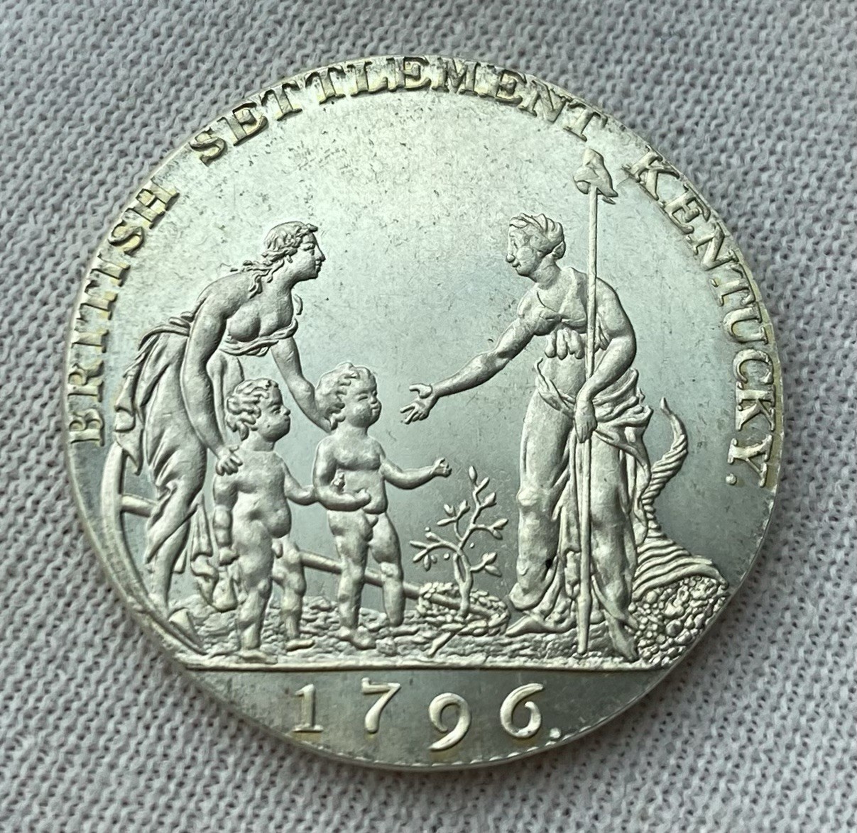 1796 BRITISH SETTLEMENT KENTUCKY - MYDDELTON HALF PENNY EXONUMIA FANTASY COIN.