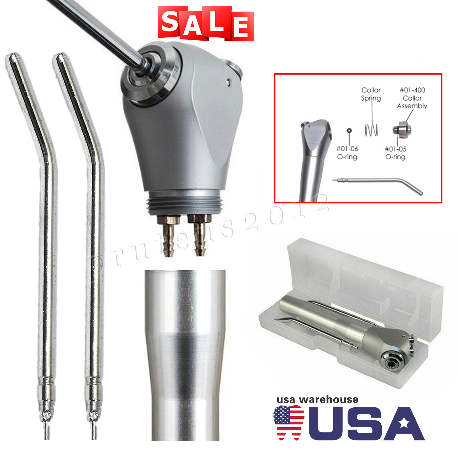 Dental 3 Way Air Water Syringe Triple Spray Handpiece 2 Nozzles Tips Tubes USA