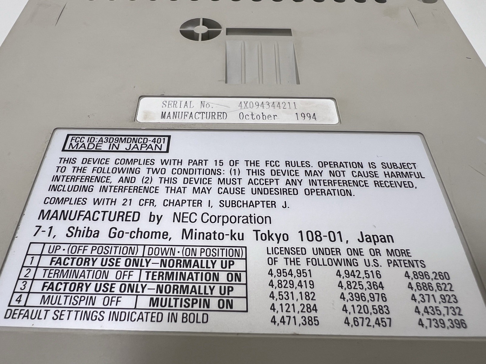 NEC MultiSpin 3Xp Plus CD-ROM CDR-401 - Not Tested