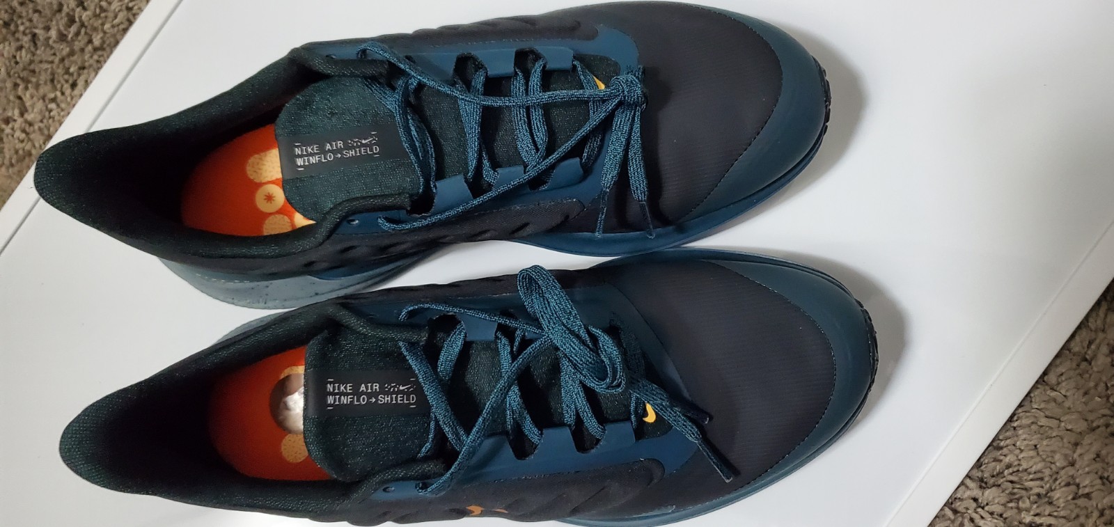 Nike Men's Air Winflo Shield Running Sneakers Black Blue Orange Low Top Lace Up