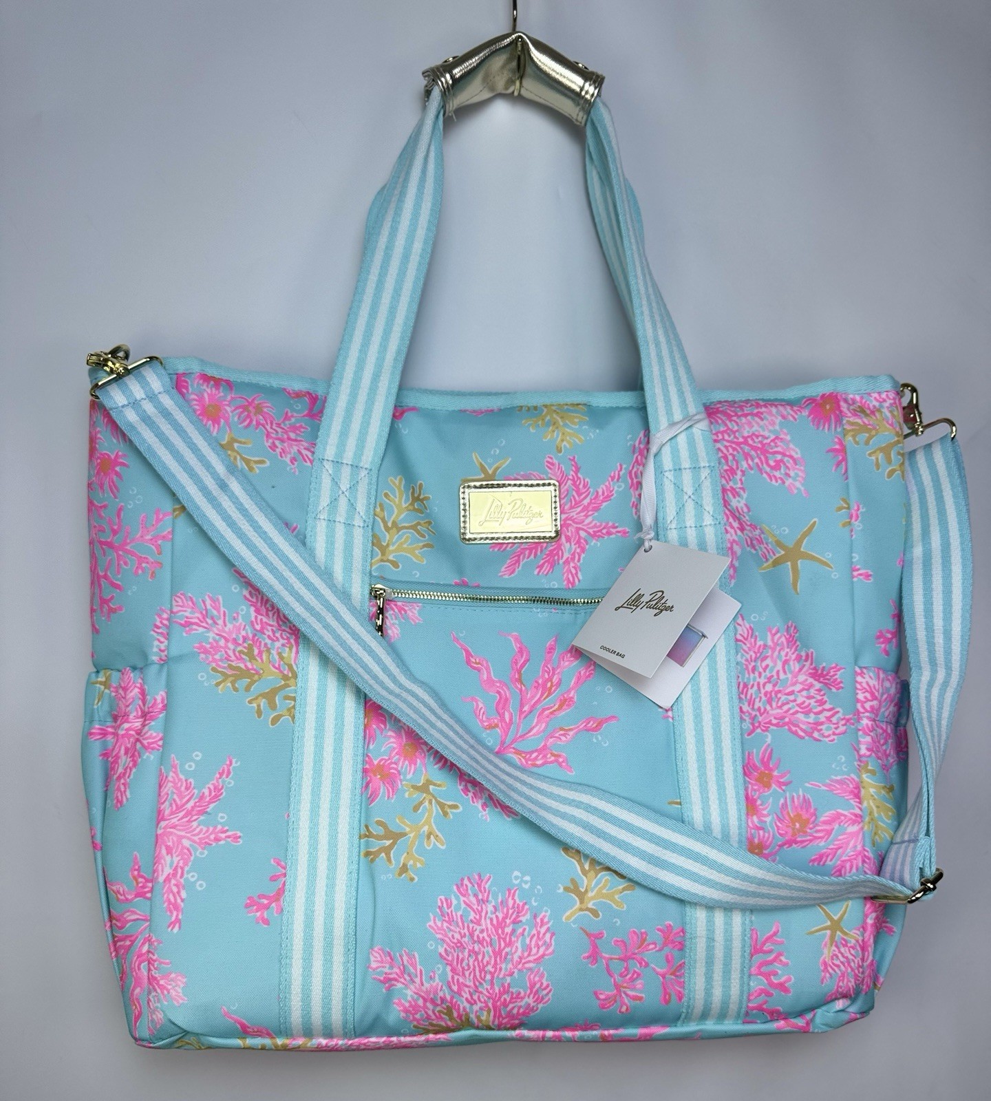 Lilly Pulitzer Royal Coral Cooler Bag Aqua Pink Insulated CrossbodyTote NWT