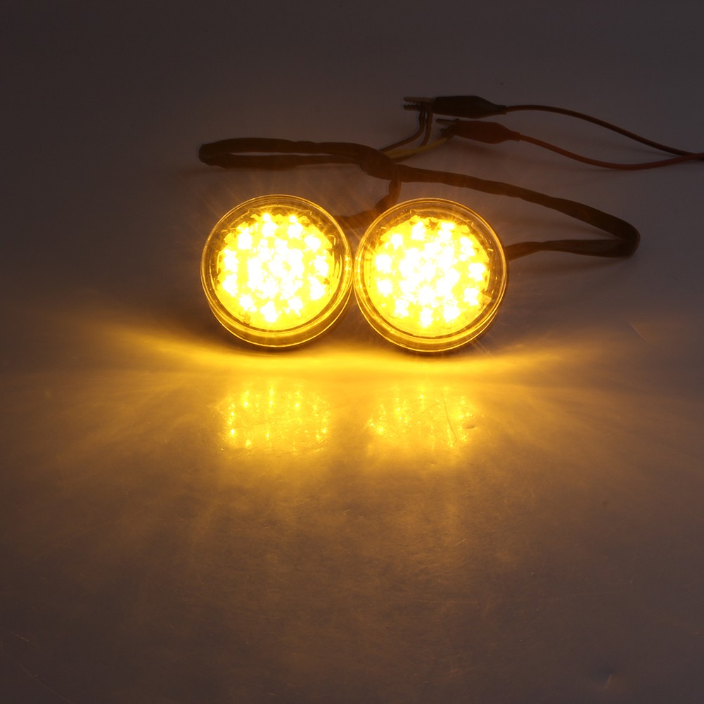 Clear LED Motor Round Smoke Turn Signal Indicator Blinker Light Lamp Amber 12V