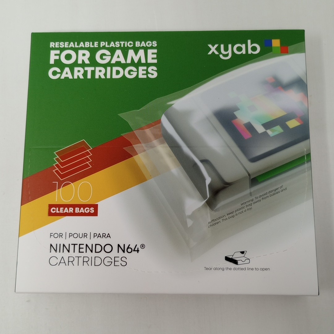 Pack Of 100 Nintendo 64 Cartridge Sleeves / Resealable Bags By XYAB