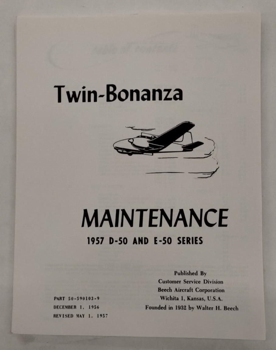 Beechcraft 1957 D-50 & E50 Series Twin-Bonanza Maintenance Manual-Copy