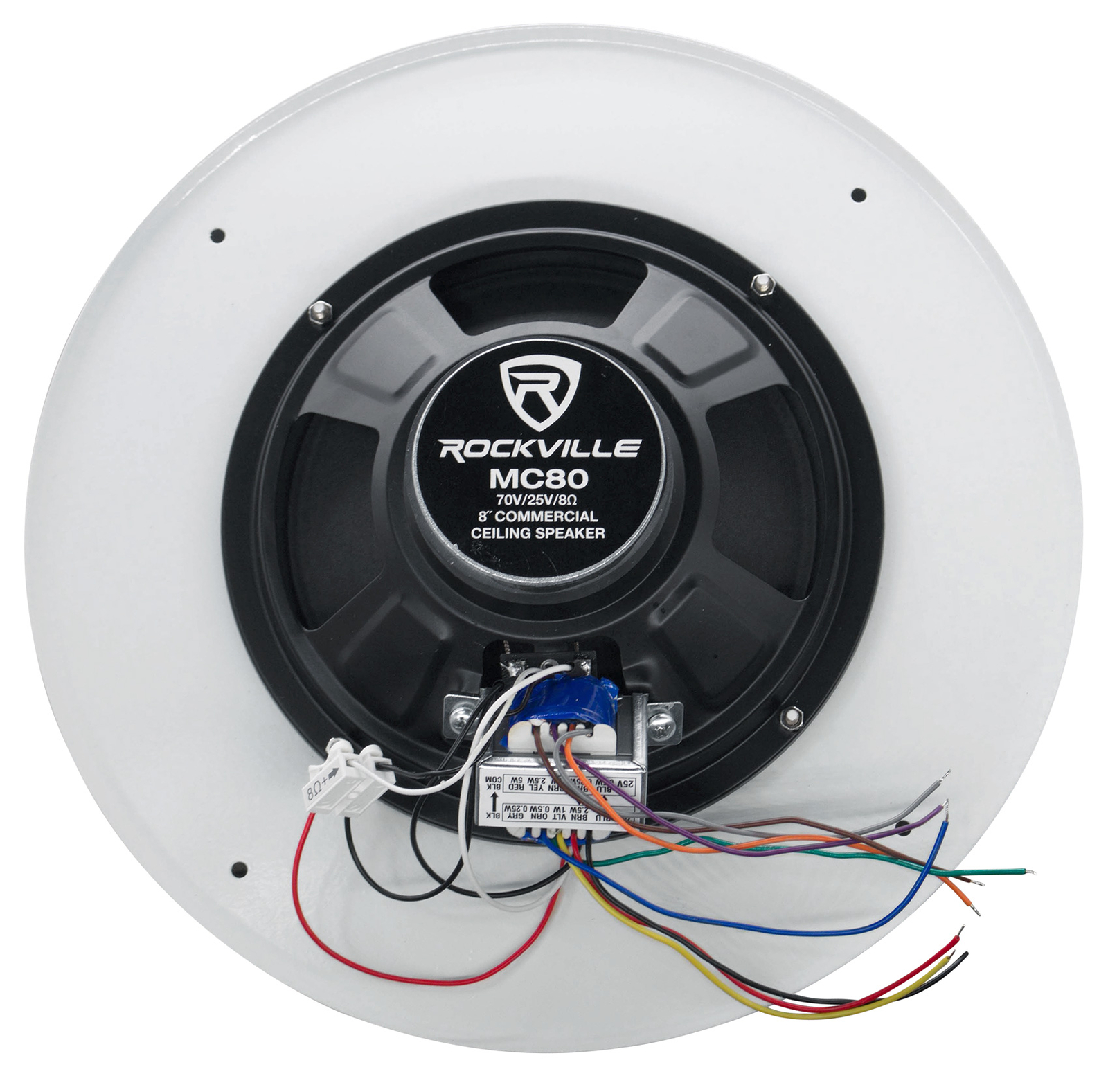(12) Rockville MC80 Metal 8" 70 Volt Commercial Background PA Ceiling Speakers