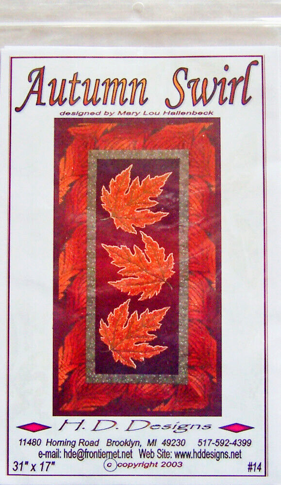 2003 H.D. Designs "AUTUMN SWIRL" 31"x17" Wall Quilt PATTERN #14 - Unused