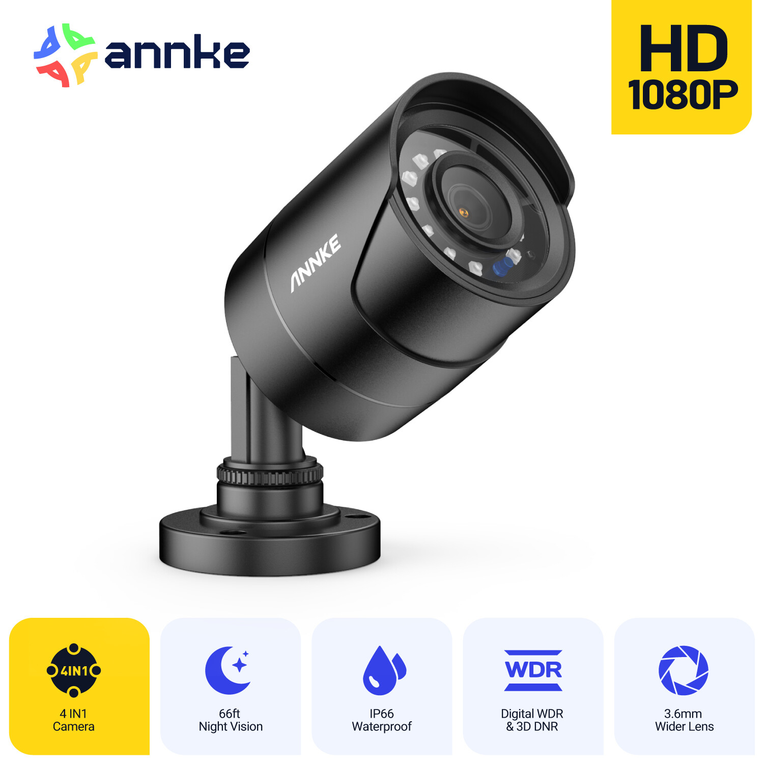 ANNKE 4in1 1080P Video Home CCTV Security Camera 3000TVL Outdoor IR Night Vision