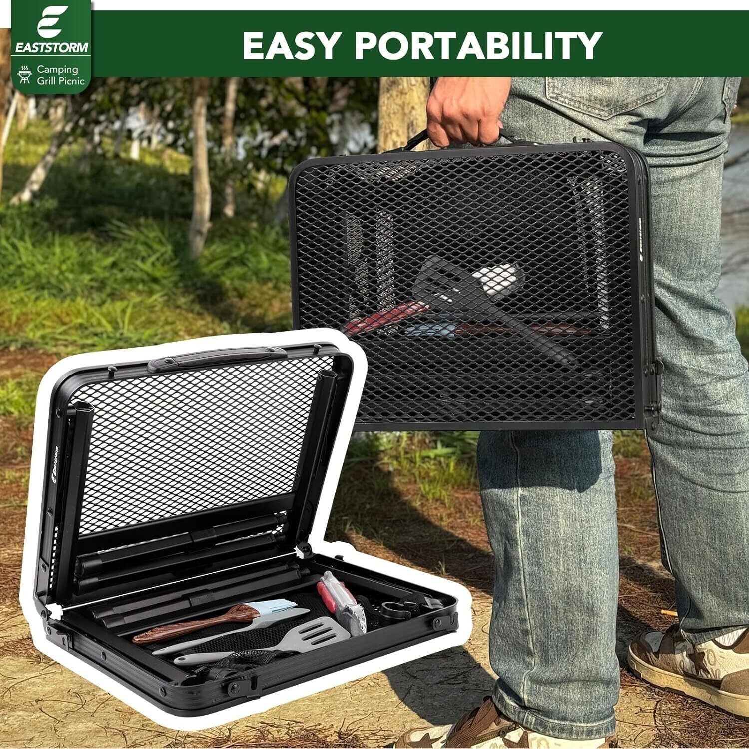 Compact Folding Table Portable Picnic Table for Grill Camping Easy for Storage