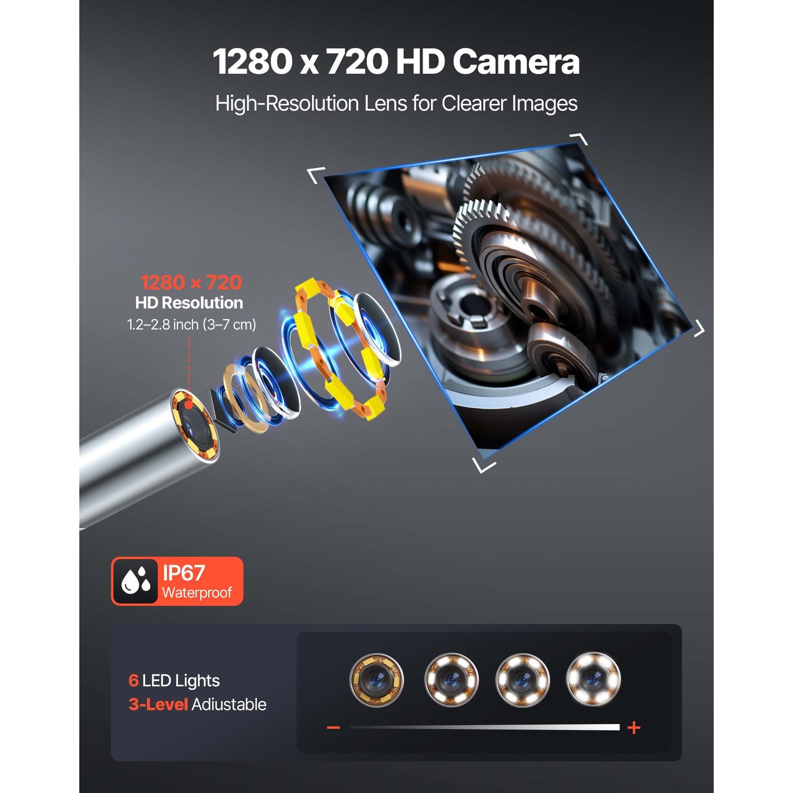 3.9mm Slim Borescope 4-Way Articulating with 4.5" HD Screen