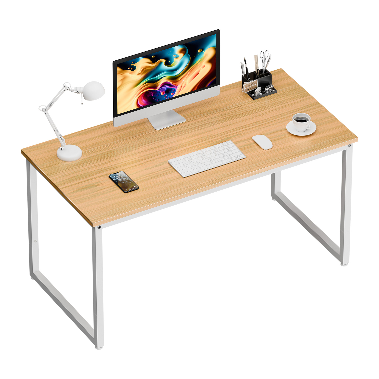 47" Modern Espresso Rectangular Dining Table Office Desk Computer Table, Natural