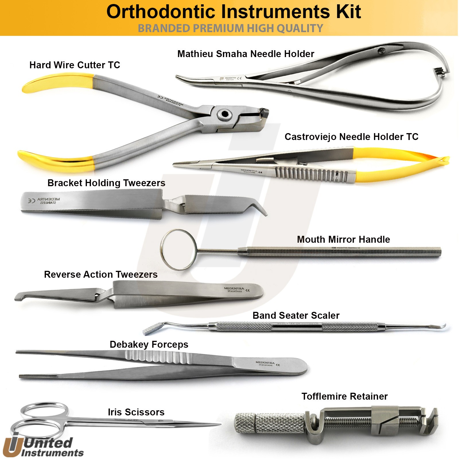 Instrumentos de ajuste para ligaduras de brackets ortodónticos dentales