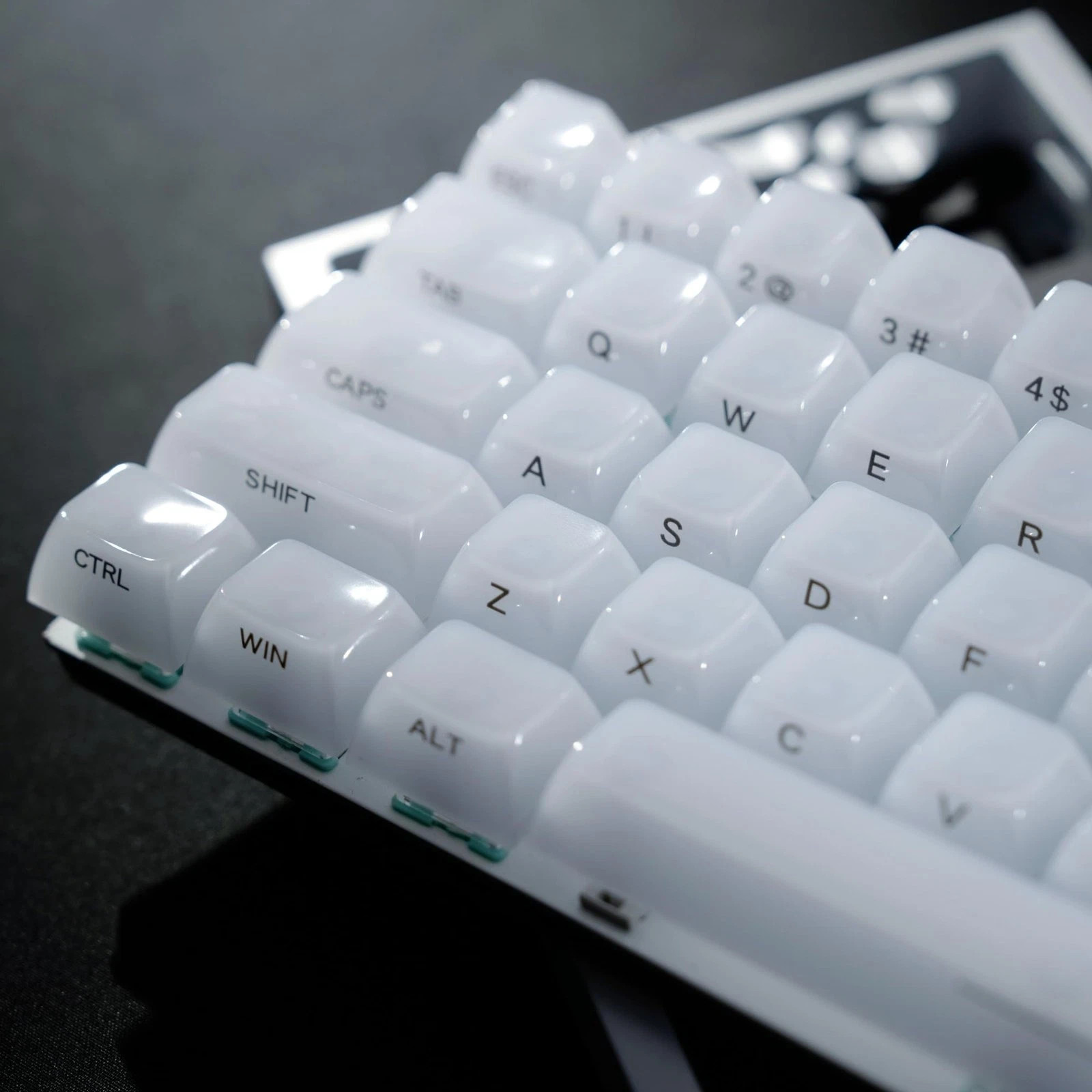 Keyboard Keycaps Jelly Ceramic Style Clear White Transparent Side Print MDA