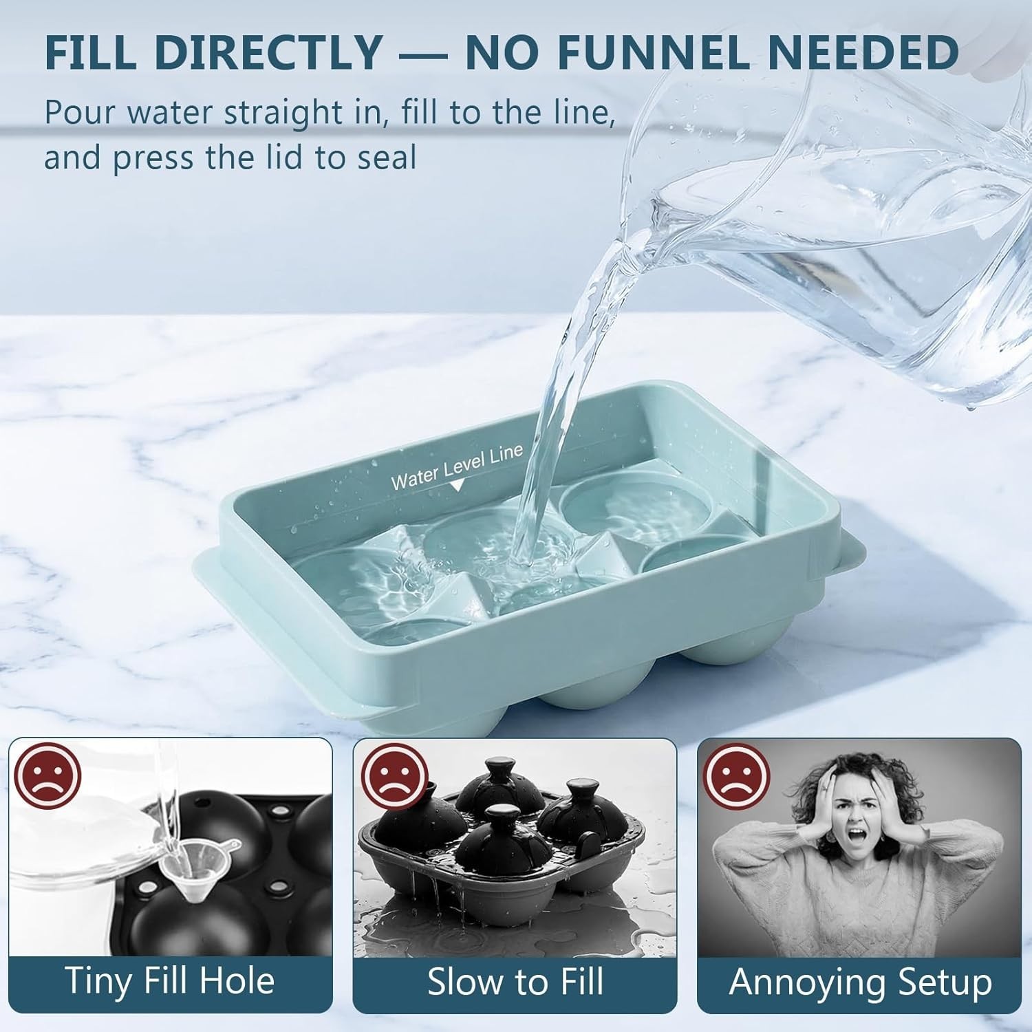 1.9" Round Ice Cube Mold Set - Effortless Easy Fill & Twist Release