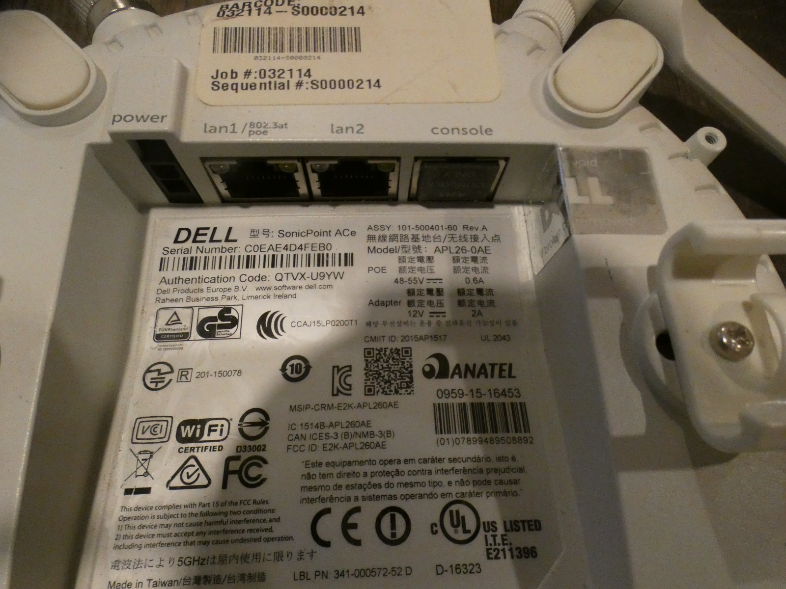5x Dell SonicWall SonicPoint ACe APL26-0AE POE Wireless Access Points