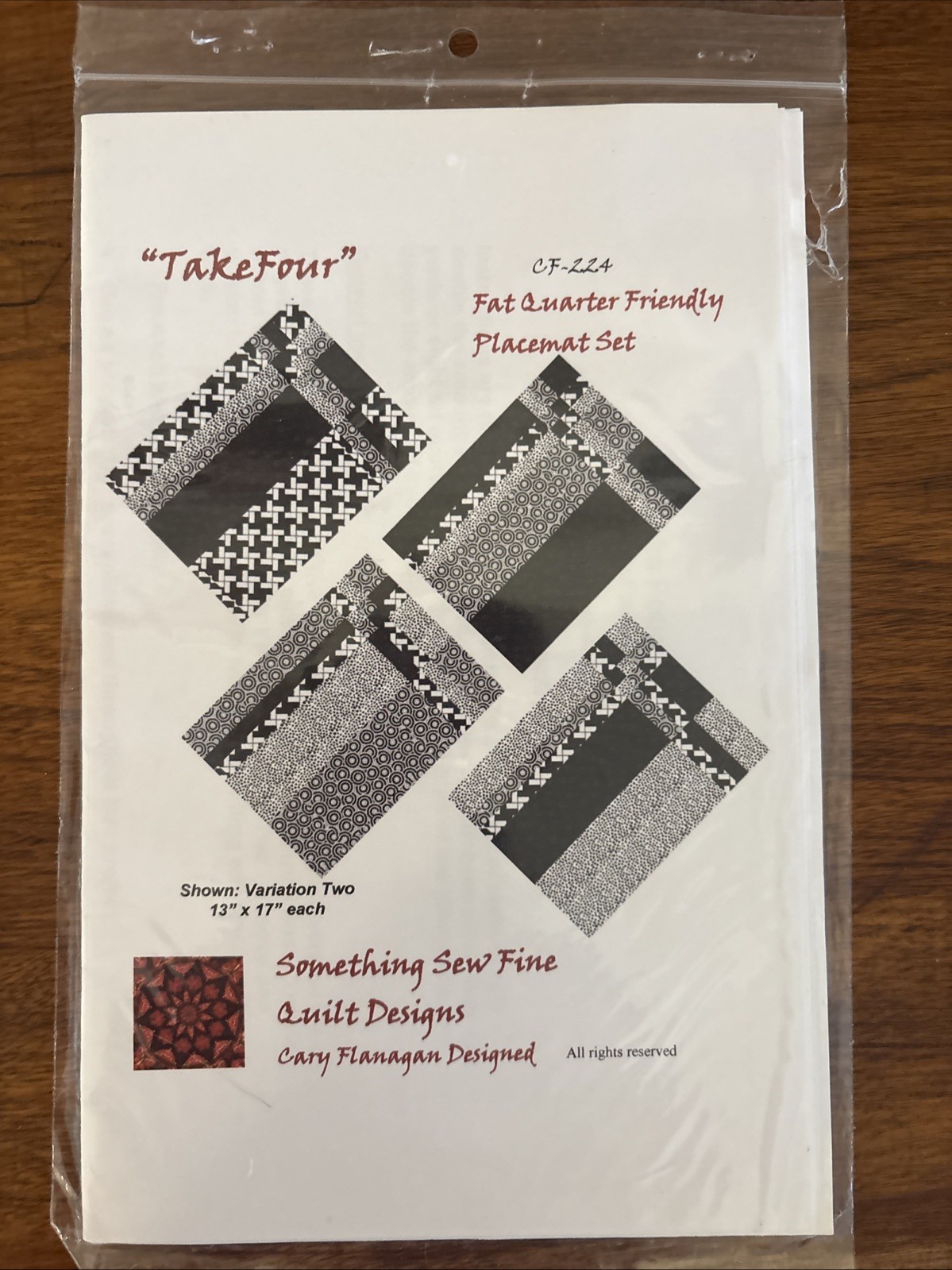 TAKE FOUR- Something Sew Fine Quilt Design Fat Quarter Friendly Placemat Pattern