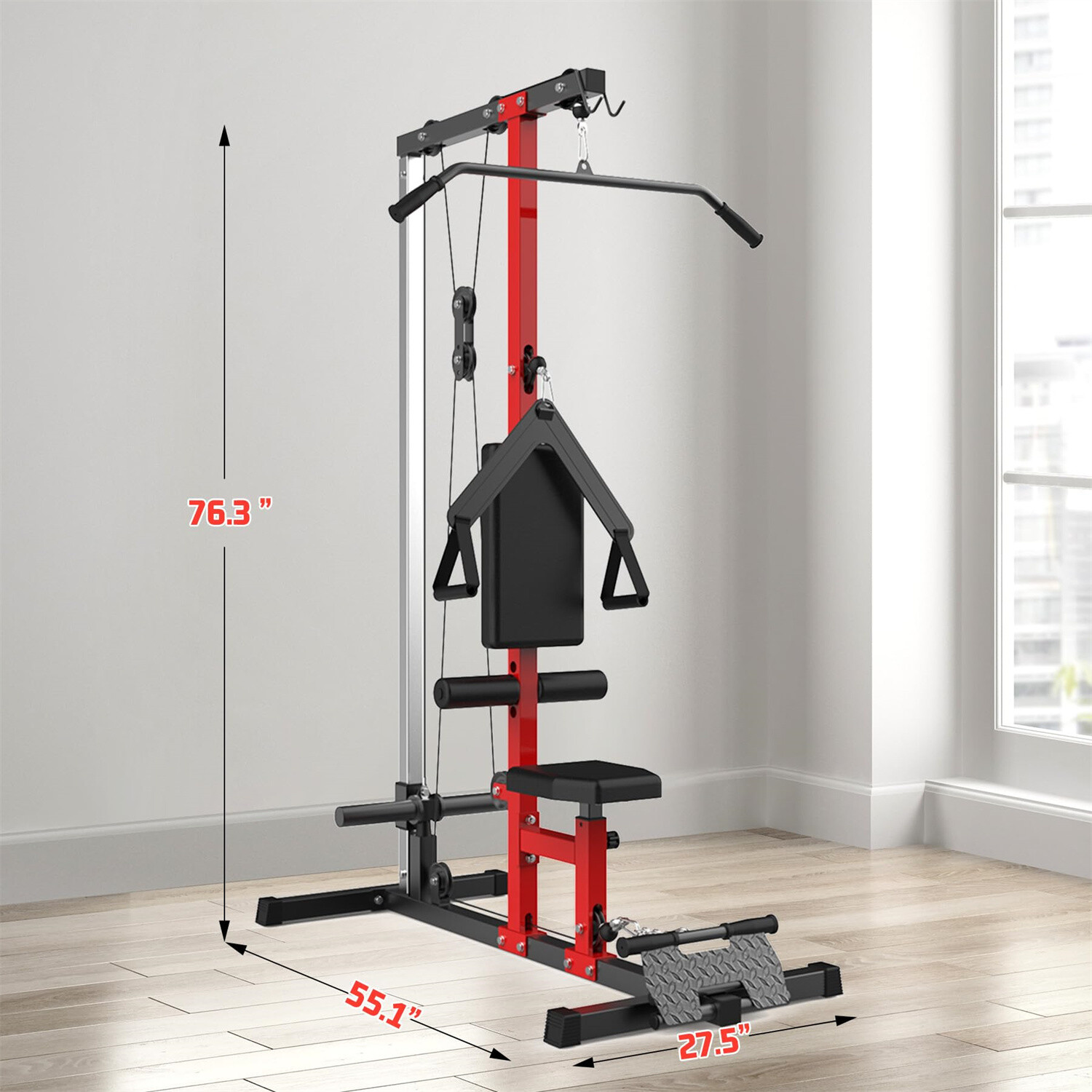LAT Power Cable Machine Adjustable Leg Support Back Exercise Equipment Strength
