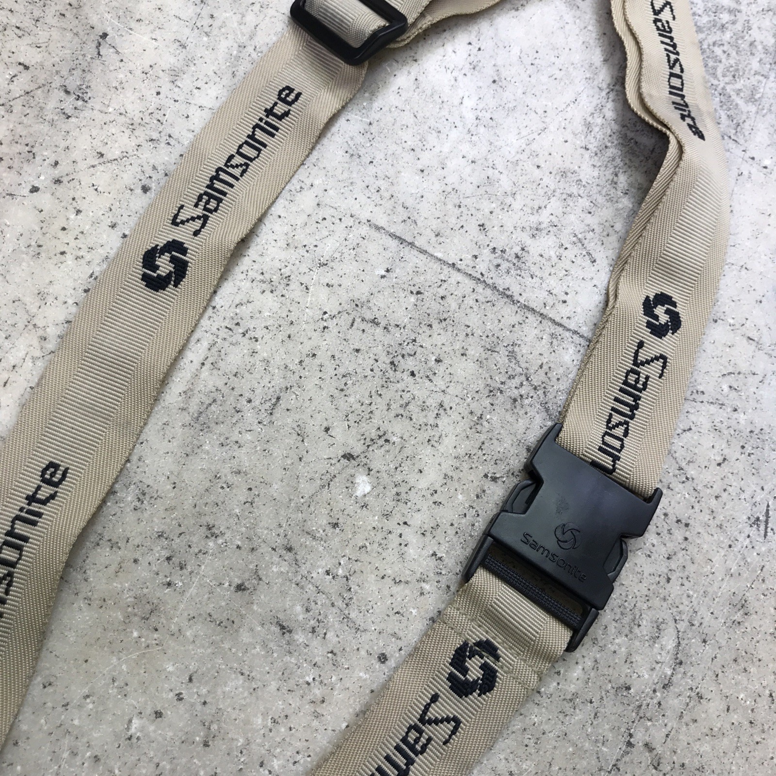 1 One Vintage Luggage Strap Samsonite Tan & Black - Buckle Strap 72” Max Length