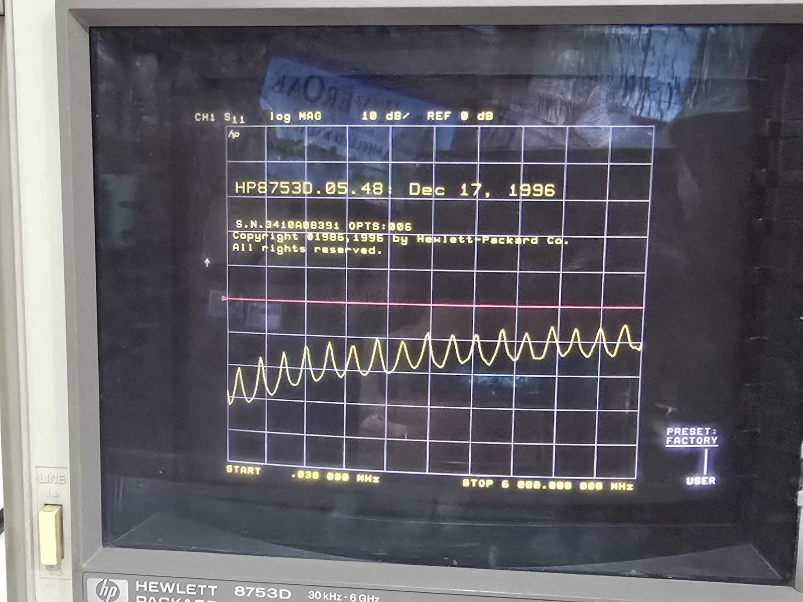 HP 8753D 30kHz-6GHz Network Analyzer Opt 006