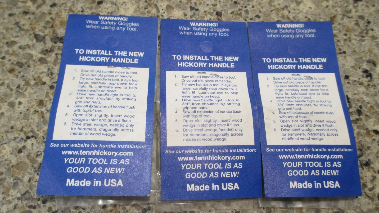 3 Hickory Handle, Wedge Kits