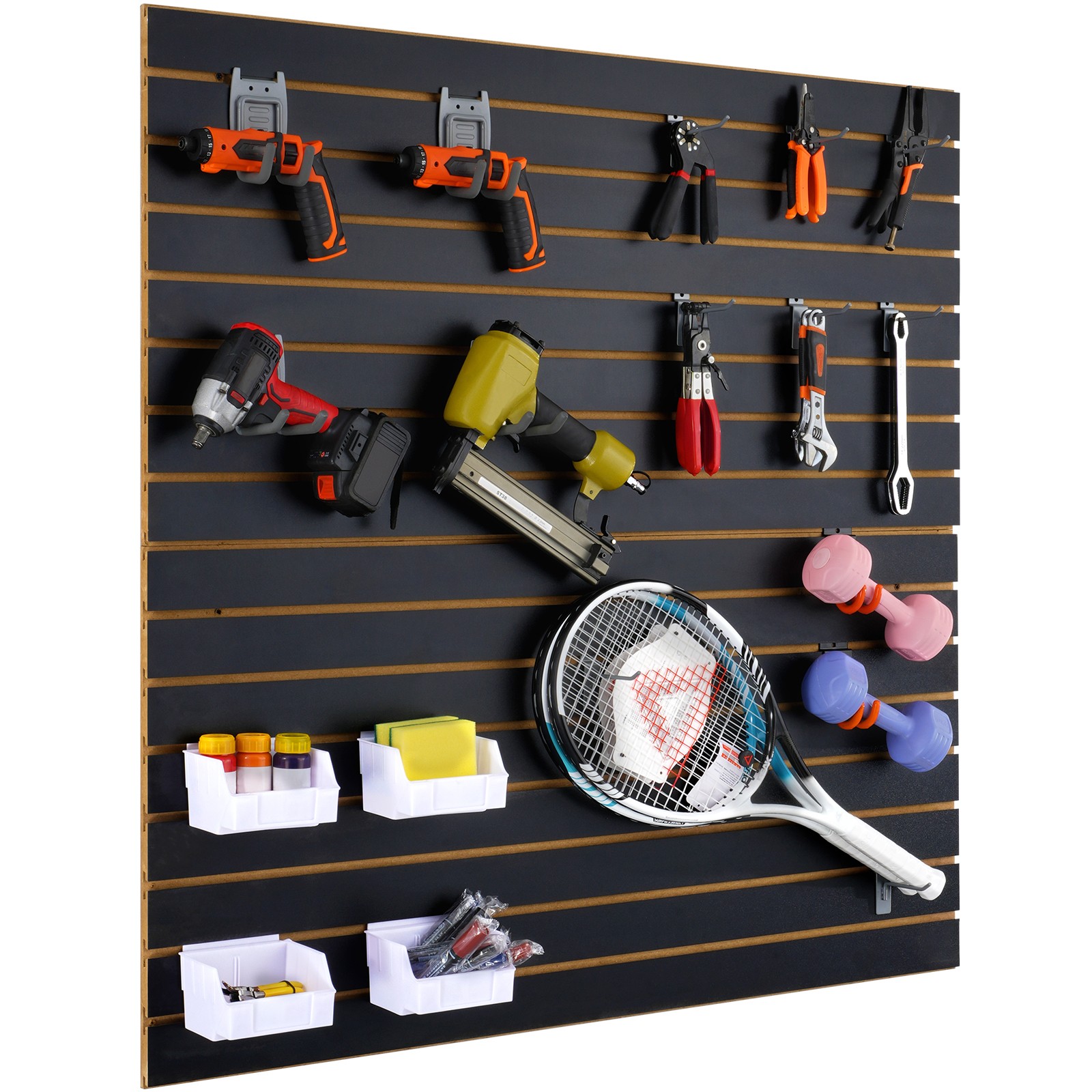Uimoso Slatwall Panels for Garage Storage, 2' x 4', Black, Set of 2