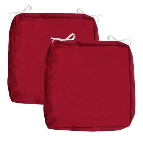 Patio Cushion Covers 18x18 Waterproof 18"x18"x2"-2 PACK-COVER ONLY Dark Red