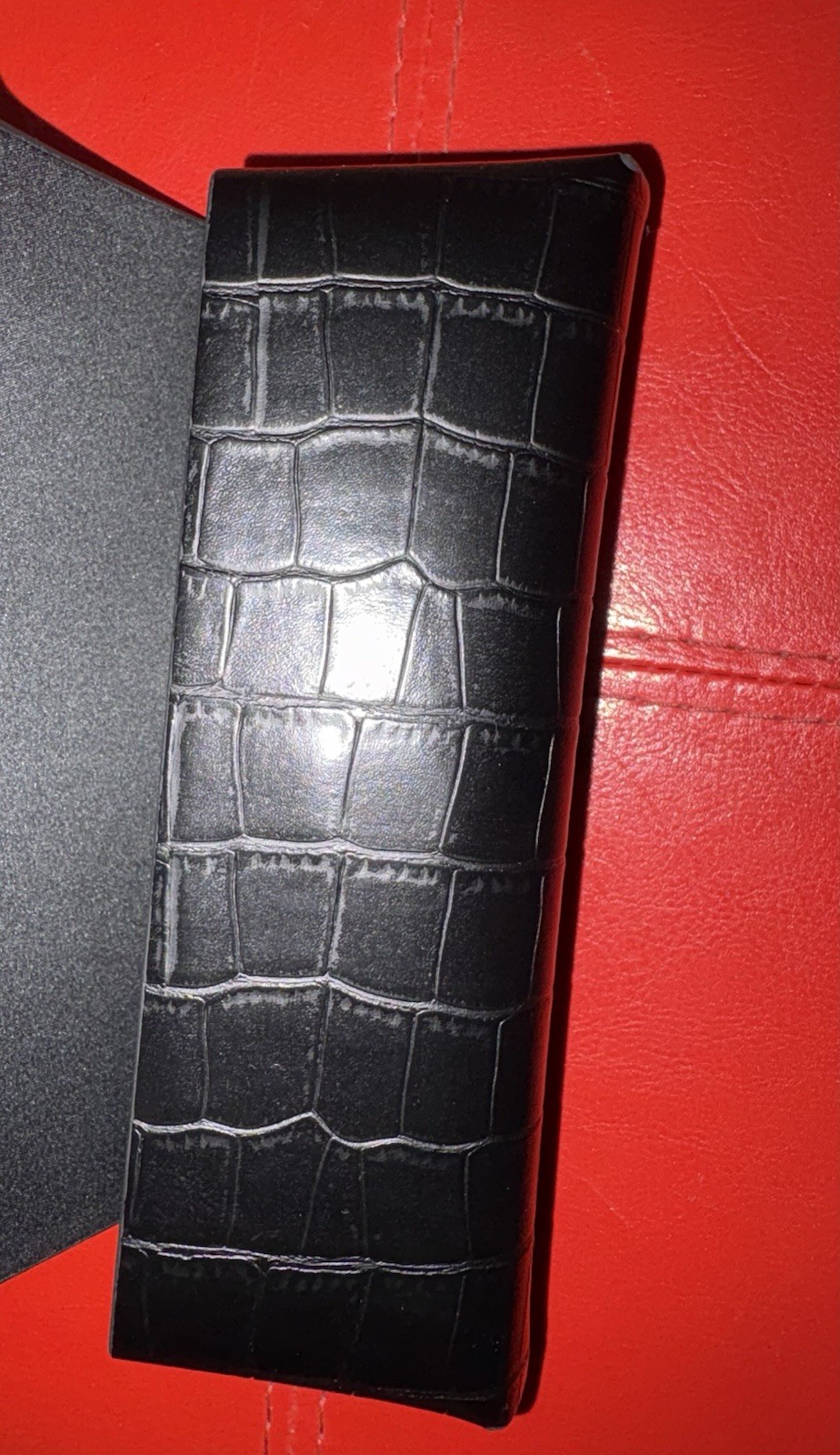 Stella McCartney Black Leather Geometric eyeglass case New