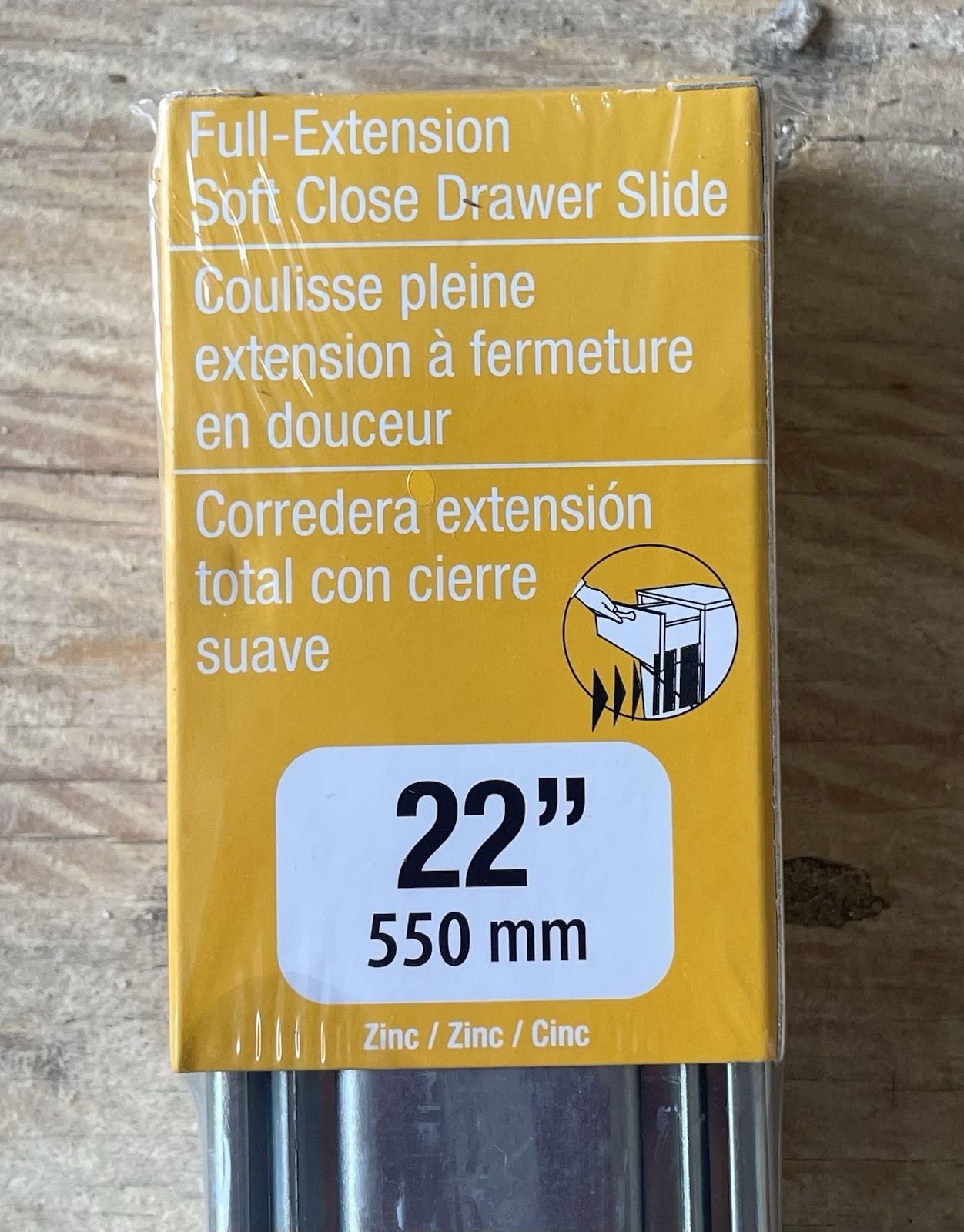 Two Pair Richelieu 22" Soft Close Drawer Slide, 75 lbs.