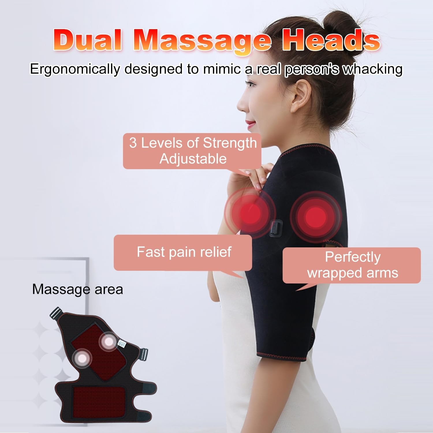 Heated Shoulder Brace with Massager Portable Electric Heating Pad for Shoulde...