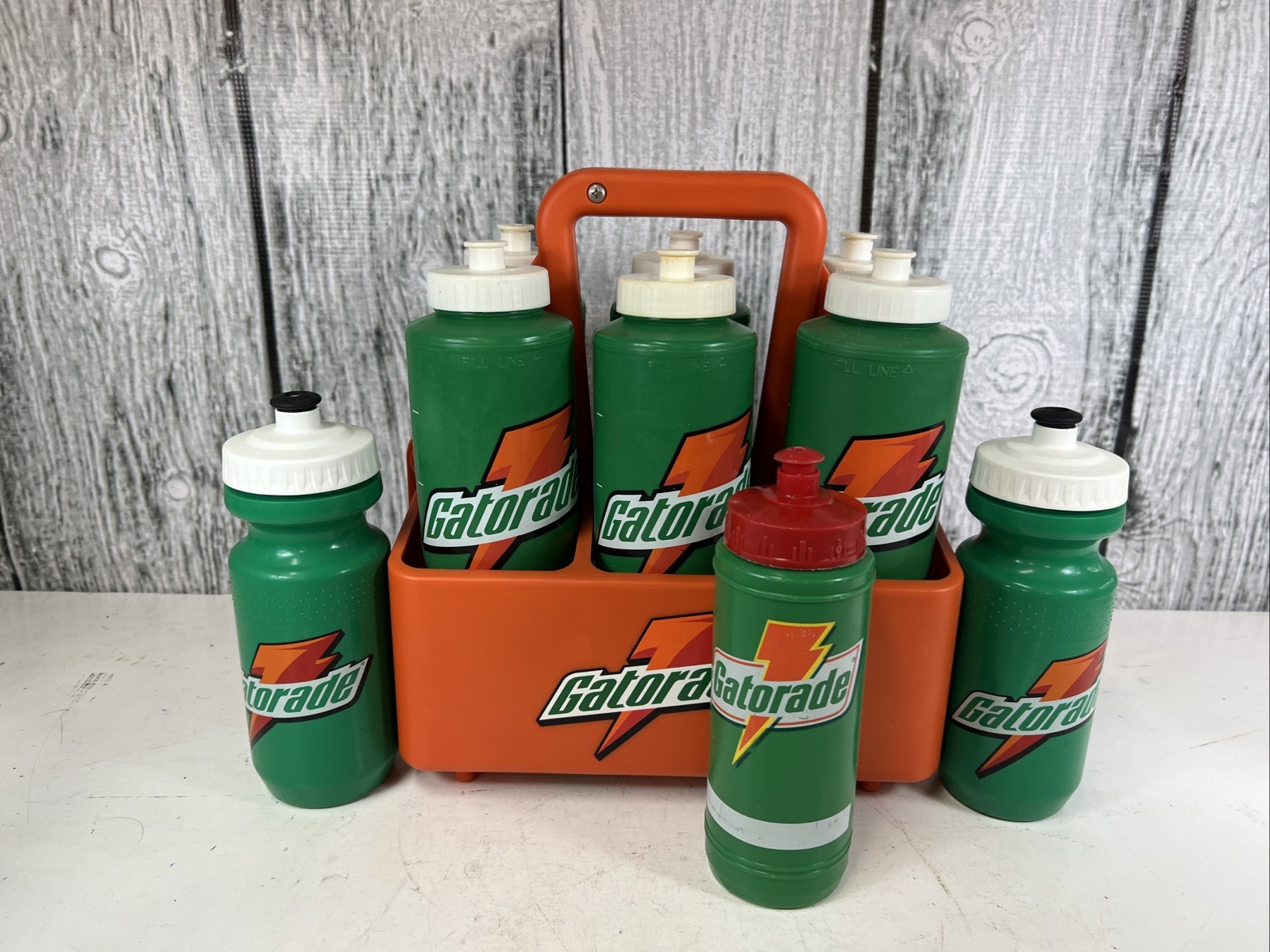 Gatorade  Orange 6 Pack Sport Squeeze Water Bottle Carrier Holder With 3 Bottles