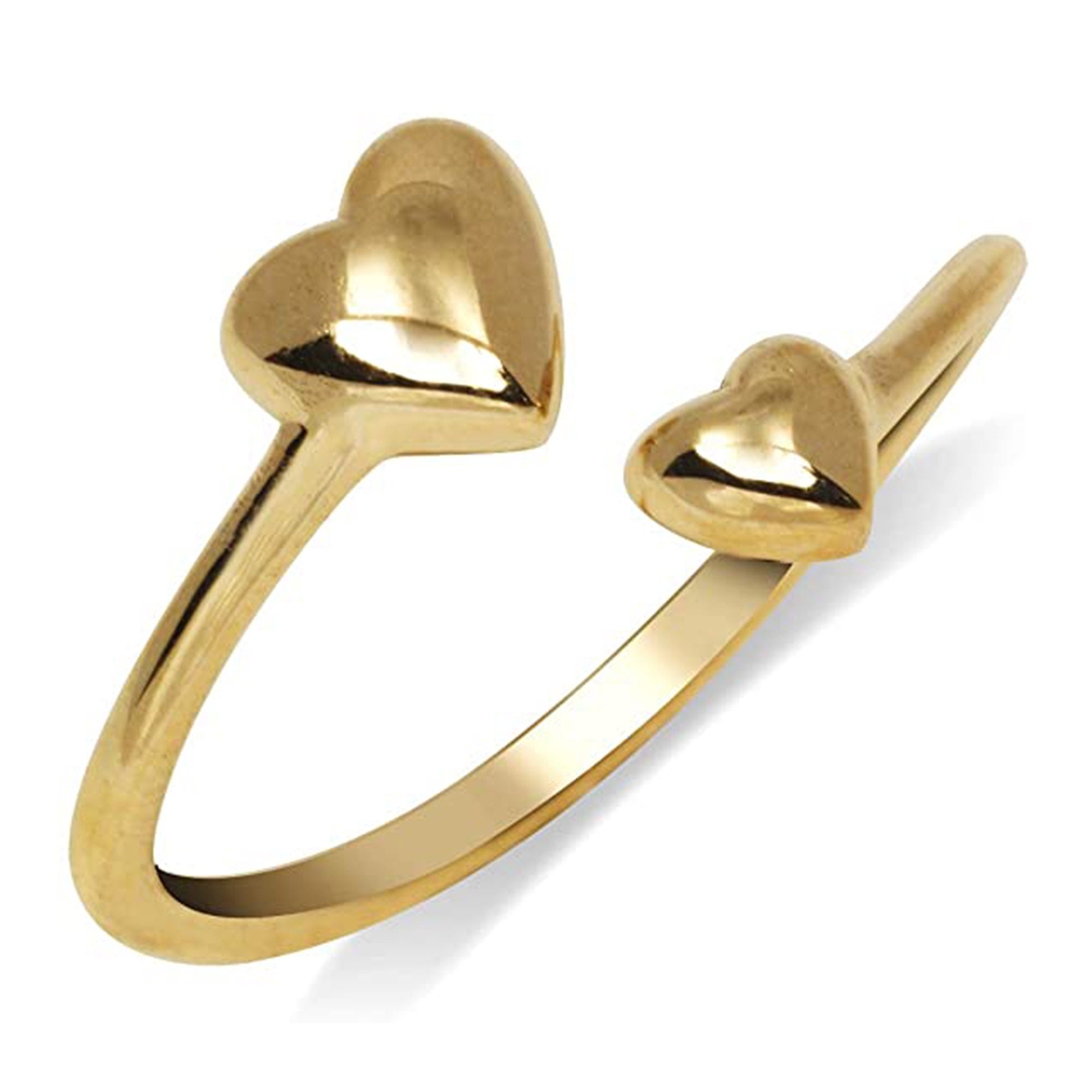 Solid 10K Gold  or Sterling Silver Polished Heart Bypass Adjustable Toe Ring