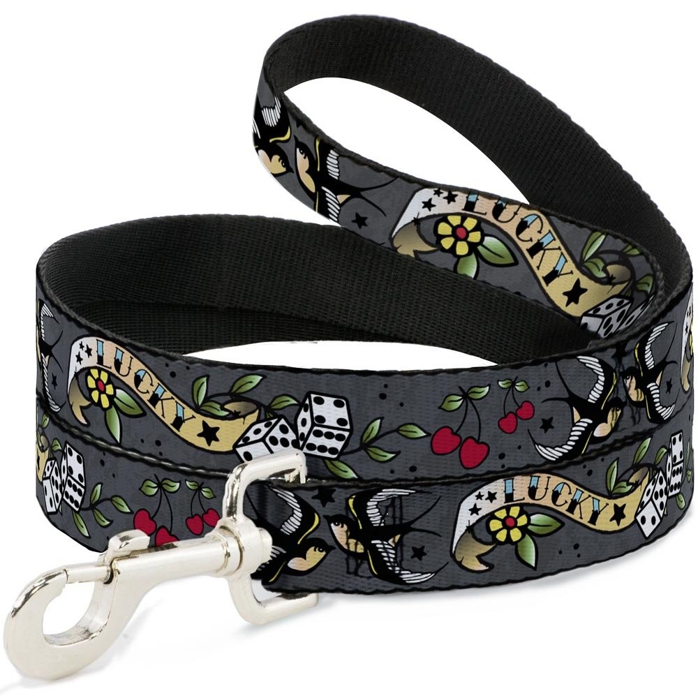 Lucky Gray Pet Leash 4 Feet Long 1.0 Inch Wide with Durable Snap Hook
