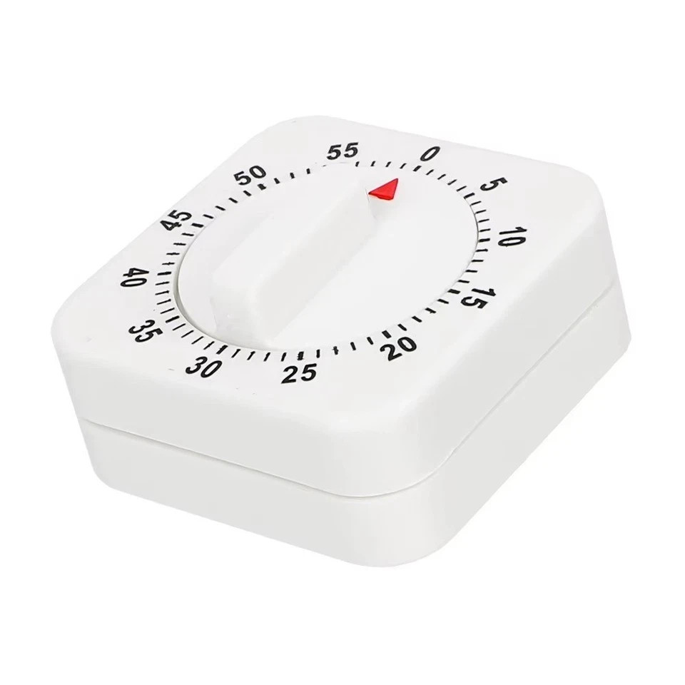 HILIFE Practical 60 Minutes Kitchen Timer Cooking Tools White Square Mechanical