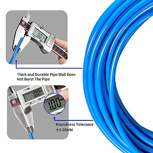 Pneumatic Tubing Blue PU Air hose Pipe Tube 6mm OD / 4mm ID × 12m,
