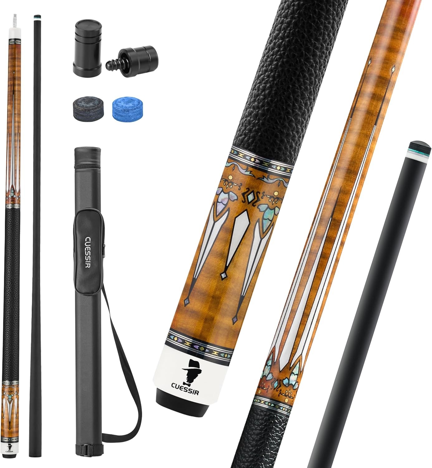 58 Inch Carbon Fiber Pool Cue with Case 2 Piece