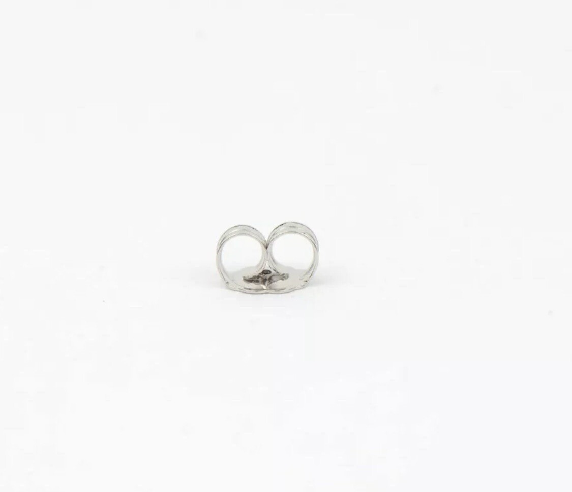 14K Solid White Gold Stud Earring Butterfly Backing Medium 1 Pair Value $69.00