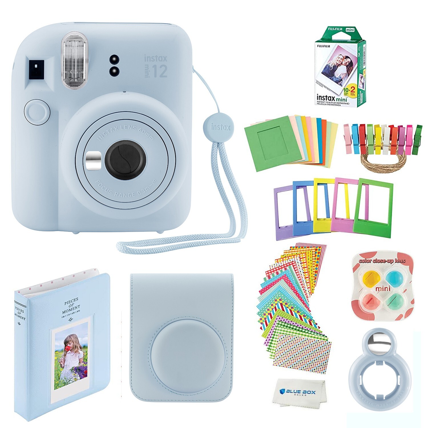 Fujifilm Instax Mini 12 Instant Camera with Case, 20 Fuji Films, (Pastel Blue)
