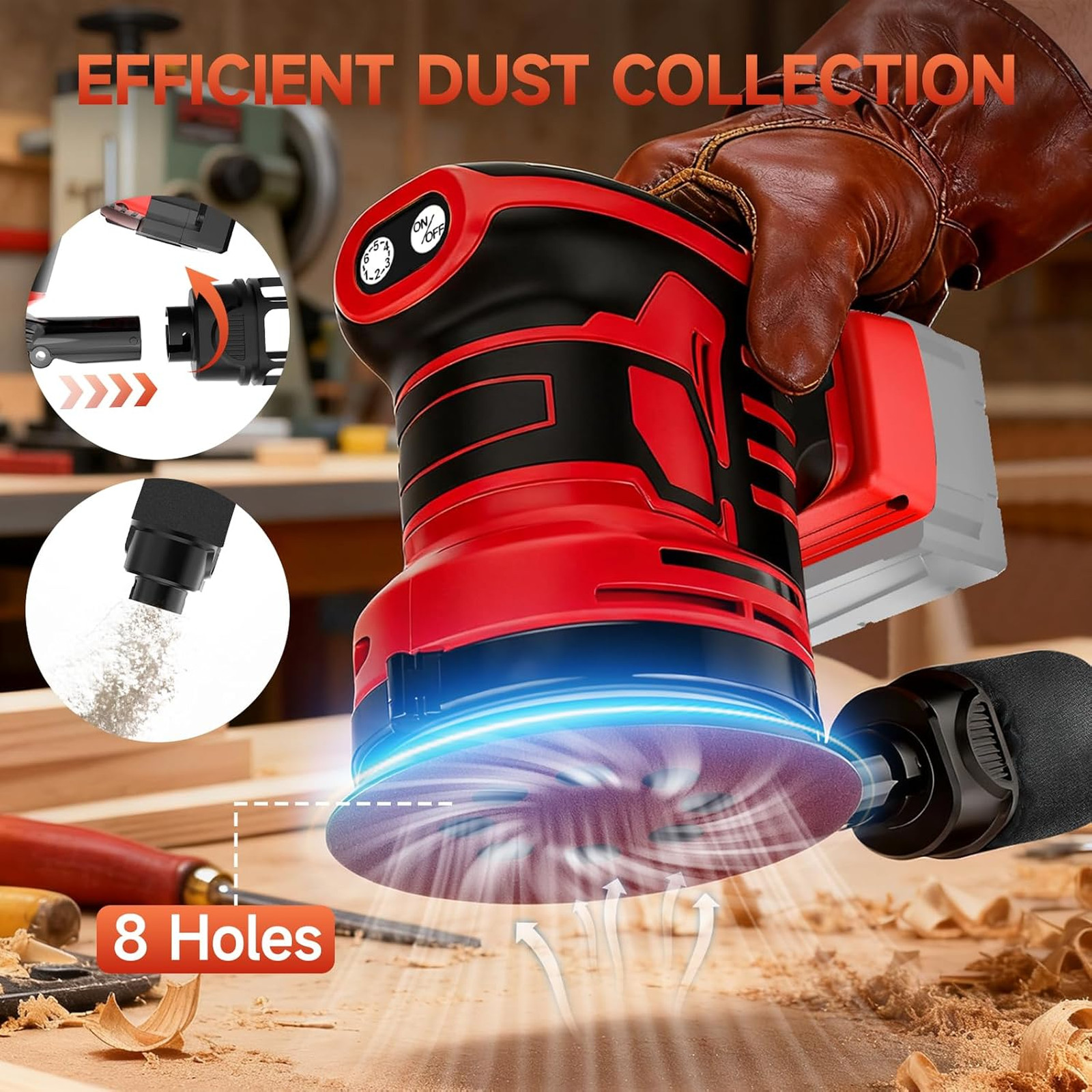 5-Inch Random Orbital Sander, Cordless Sanding Machine Compatible with Milwaukee