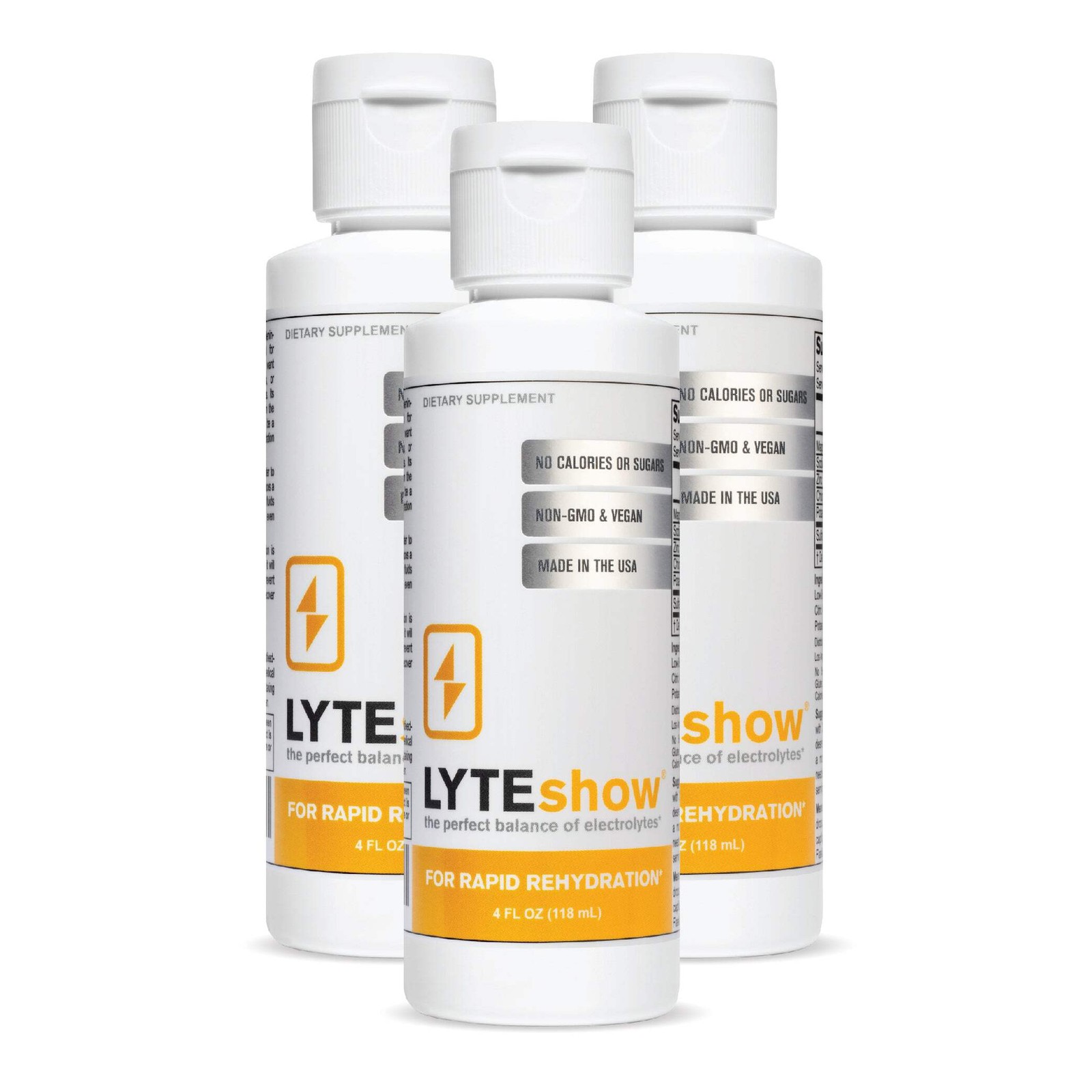 LyteShow® 3-Pack: Ionic Electrolyte Hydration (Low Sodium, Sugar-Free, Additive-