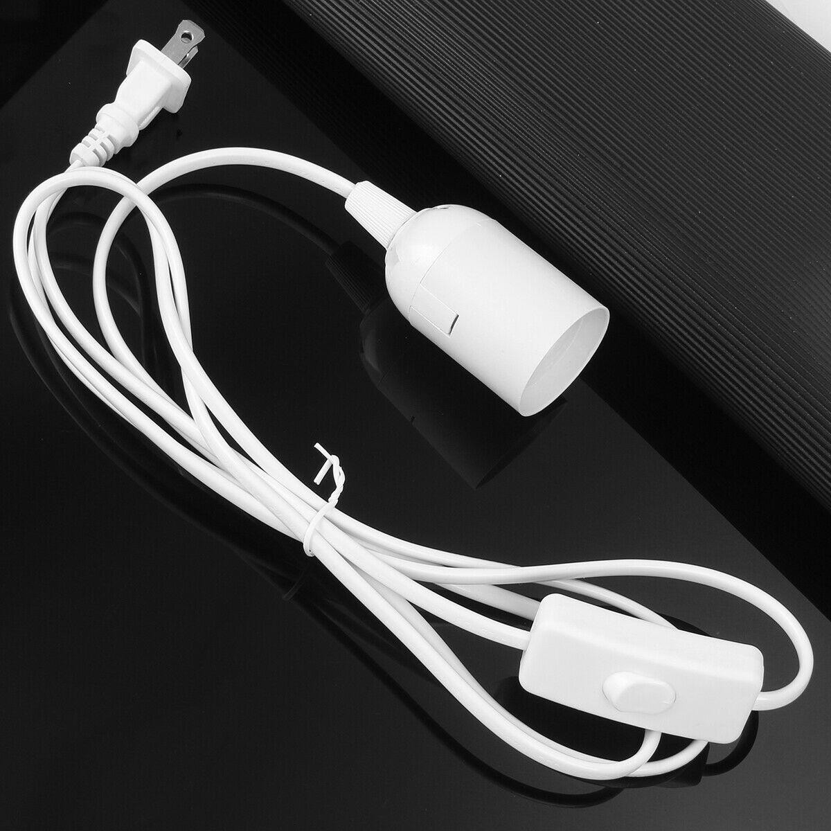 8 Pack 6FT Power Cable Adapter Cords Wire E26 Socket Switch for Light Bulbs