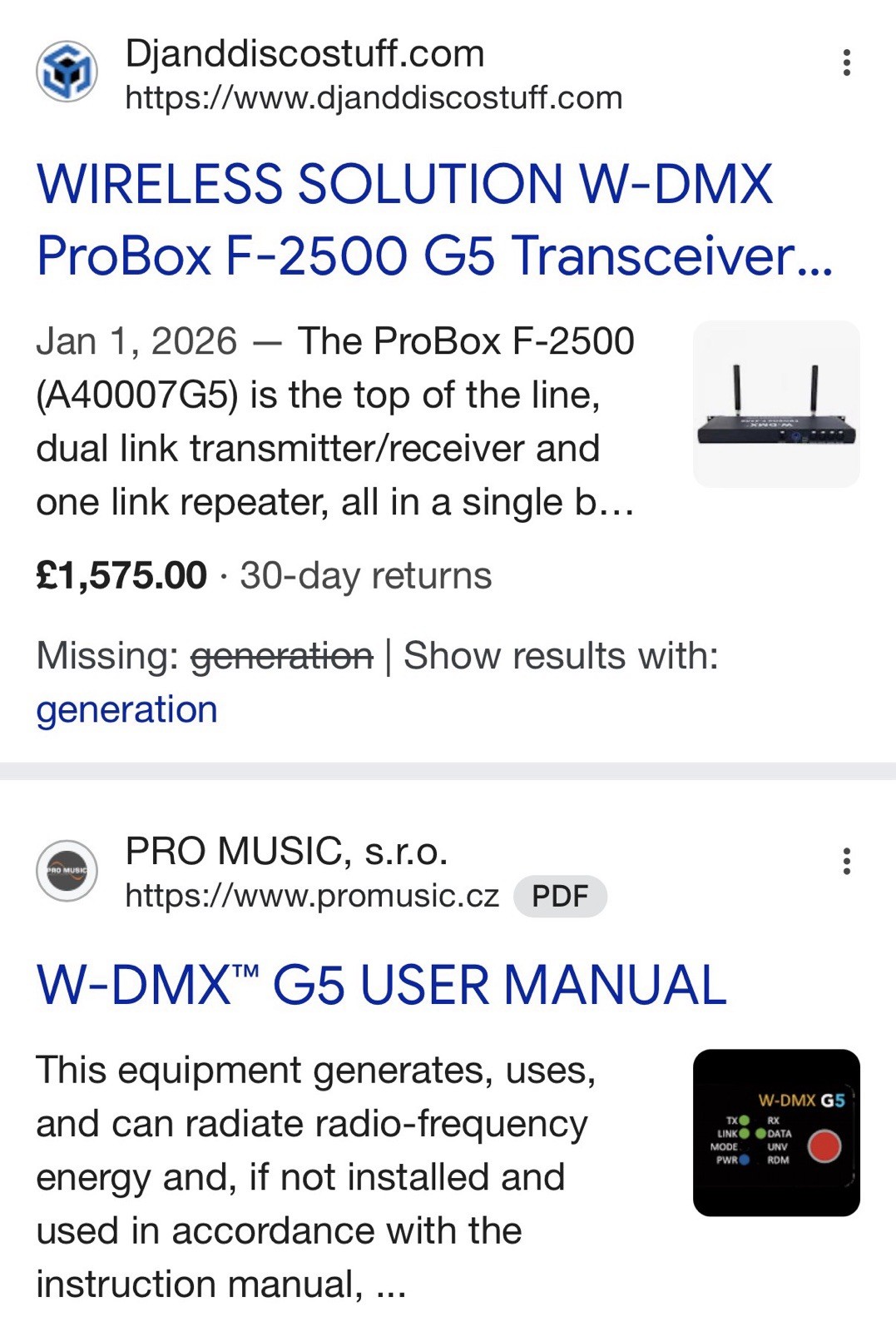 Wireless Solutions ProBox F-2500 G5 DMX Transceiver 4-Ch Wireless Transmitter