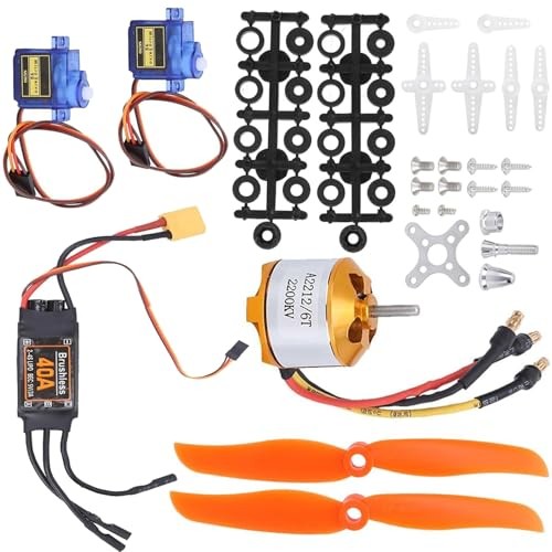 RC Airplane Motor, 2212 KV2200 Brushless Motor 40A XT60T SG90 Servo 6035 Black