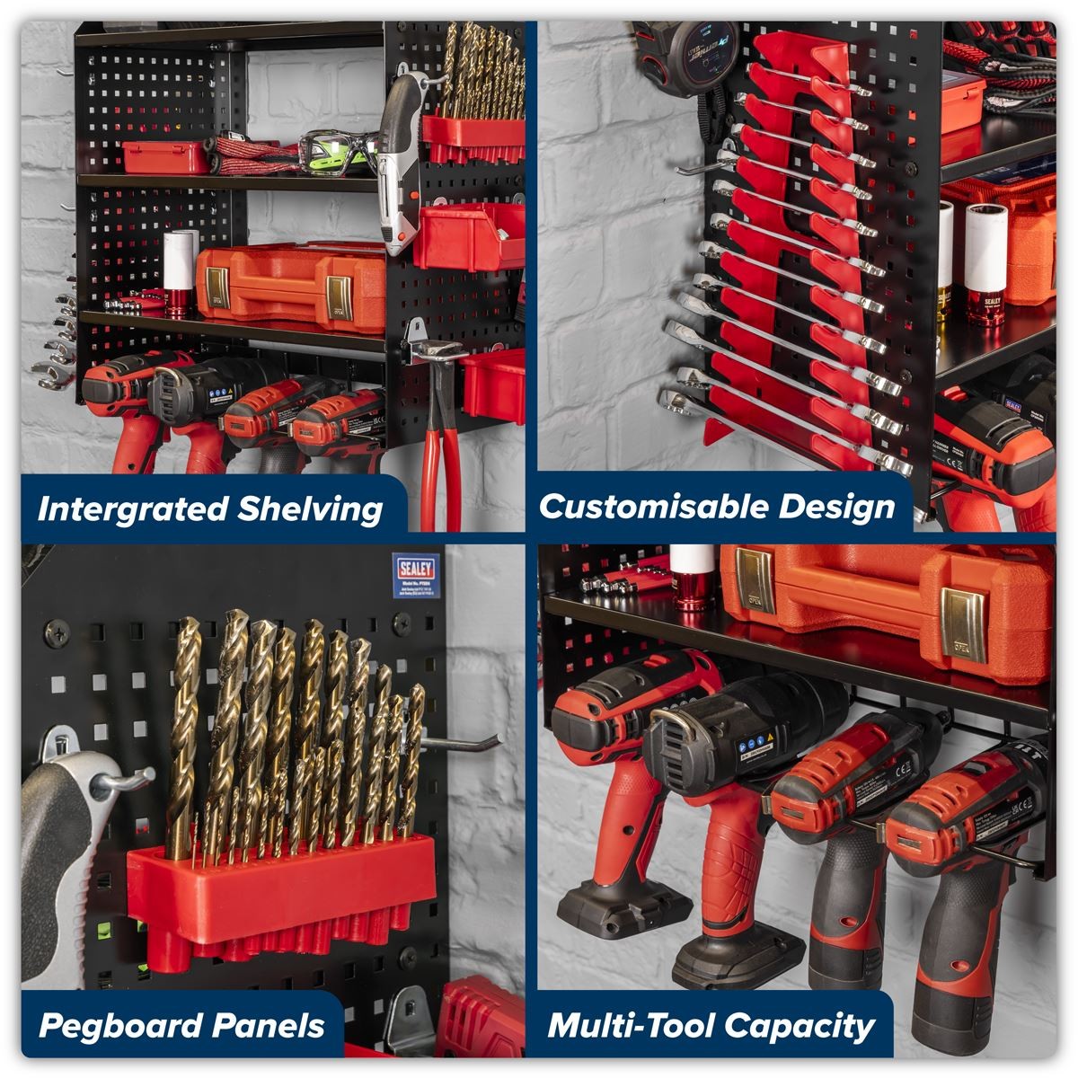 Sealey Power Tool Storage Rack with Shelves PTSR4 Garage Workshop