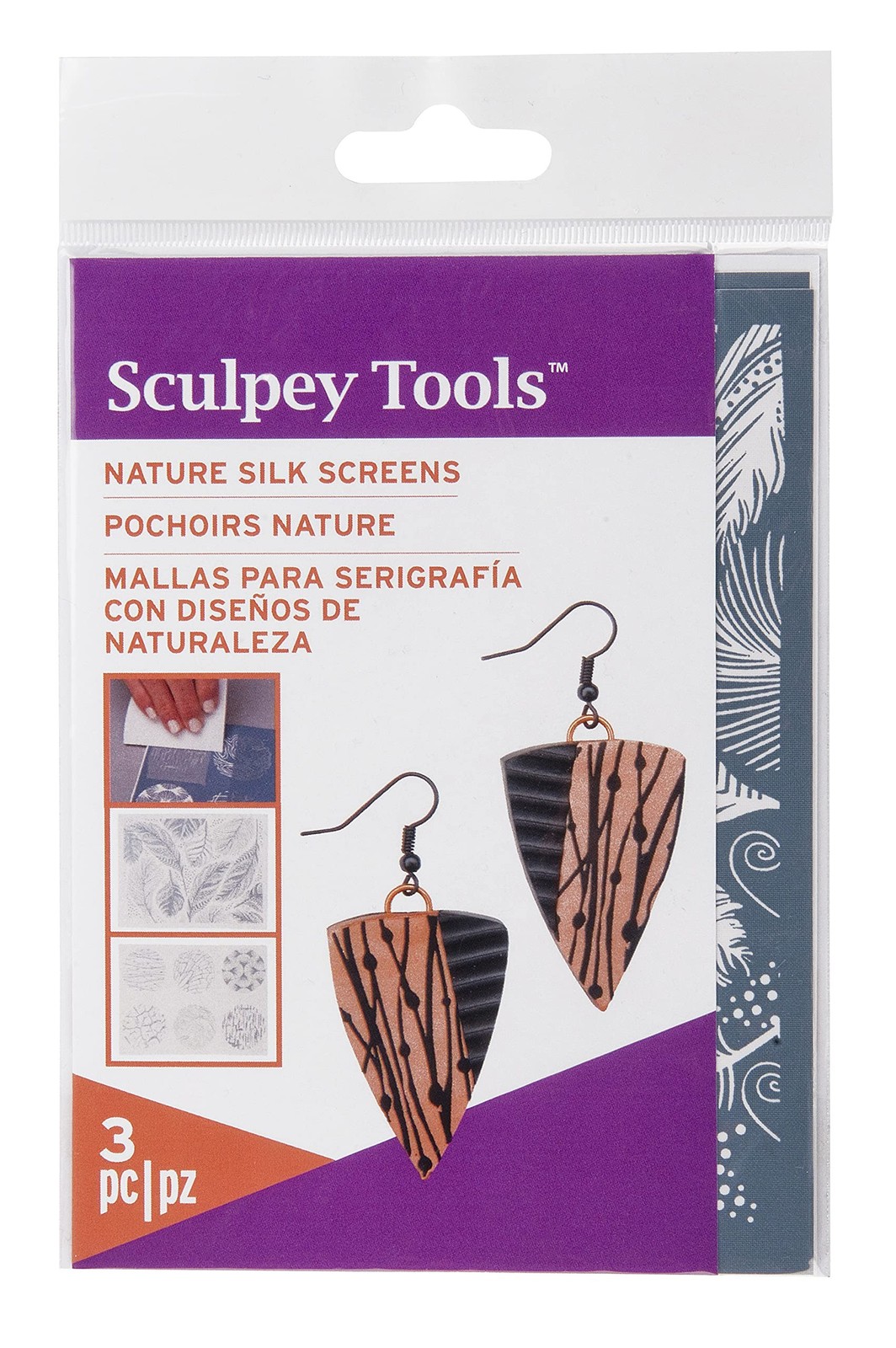 Sculpey Tools Silk Screen Nature, Reusable 3 Piece Set, Great for All Types o...