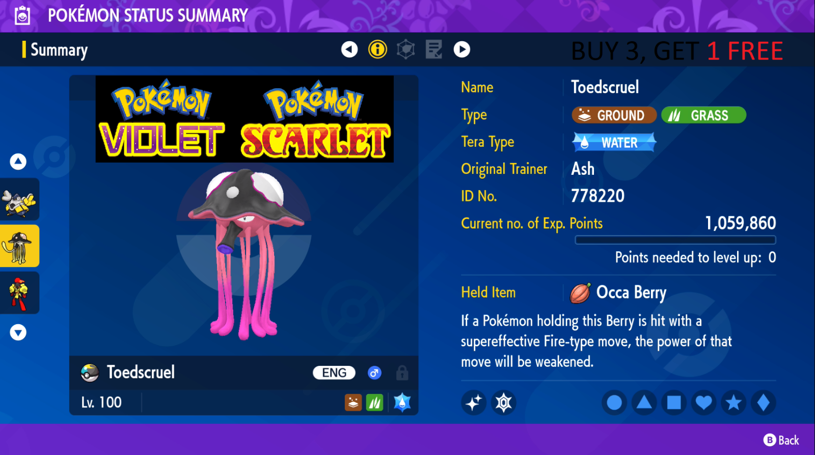 TOEDSCRUEL SHINY 6IV BATTLE READY - Pokemon Scarlet And Violet